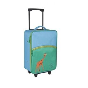 Children's Travel Trolley with Giraffe Print - Blue and Green